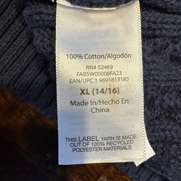 Free Assembly Women’s Mixed Cable Knit Navy Blue Cozy Fisherman Sweater Sz XL - Picture 6 of 8